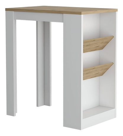 36" Natural and White Wood Kitchen Island With Storage HomeRoots