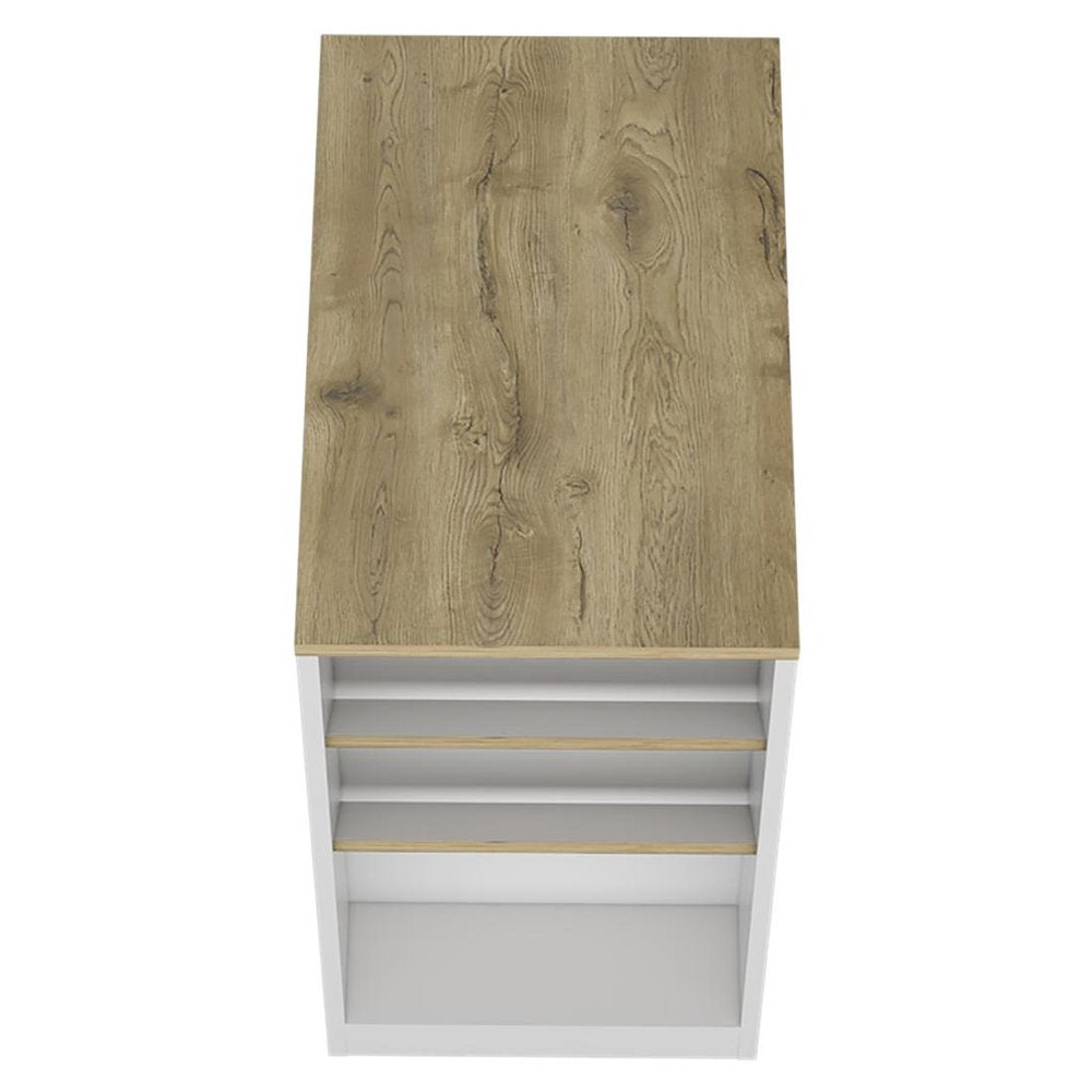 36" Natural and White Wood Kitchen Island With Storage HomeRoots