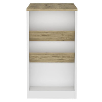 36" Natural and White Wood Kitchen Island With Storage HomeRoots