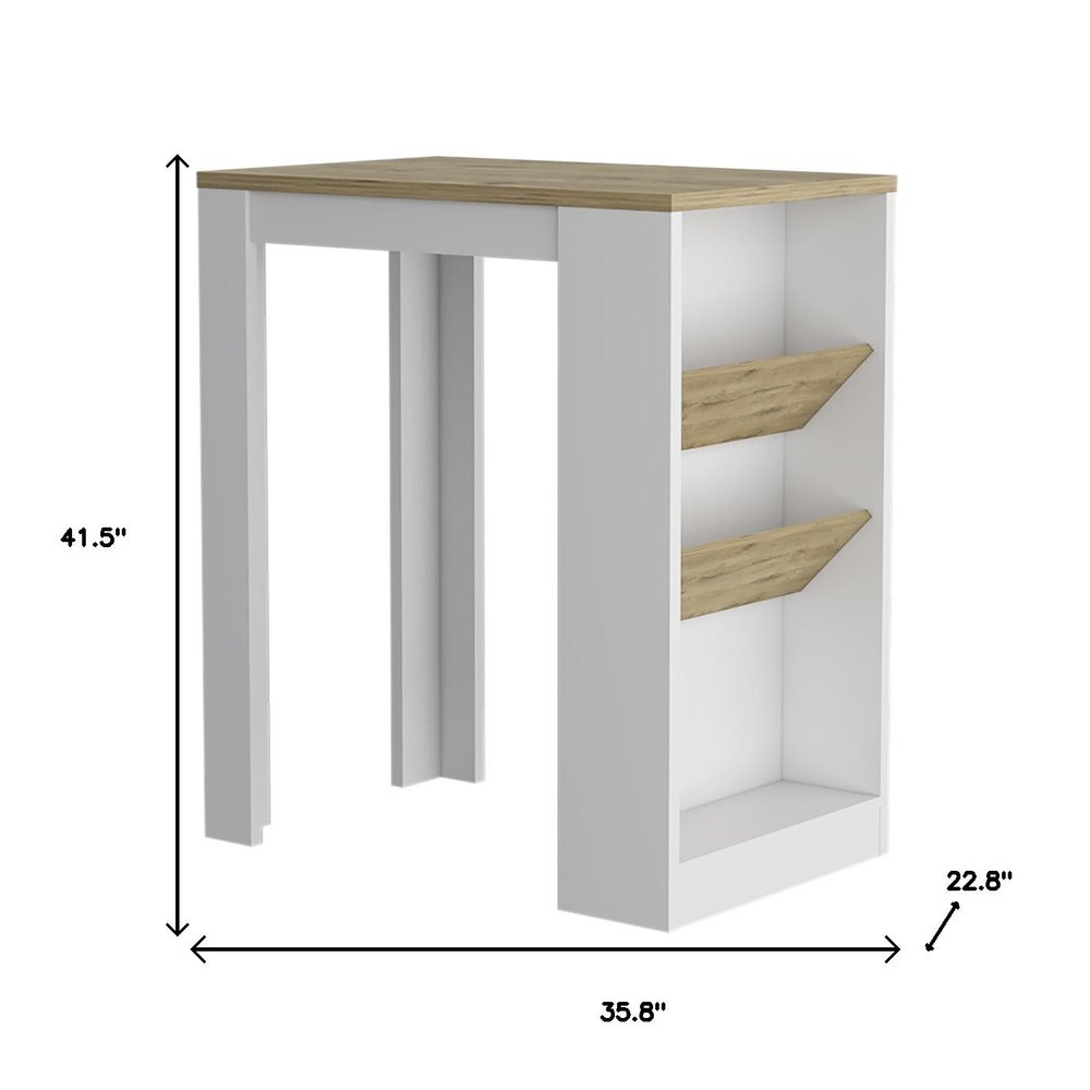 36" Natural and White Wood Kitchen Island With Storage HomeRoots