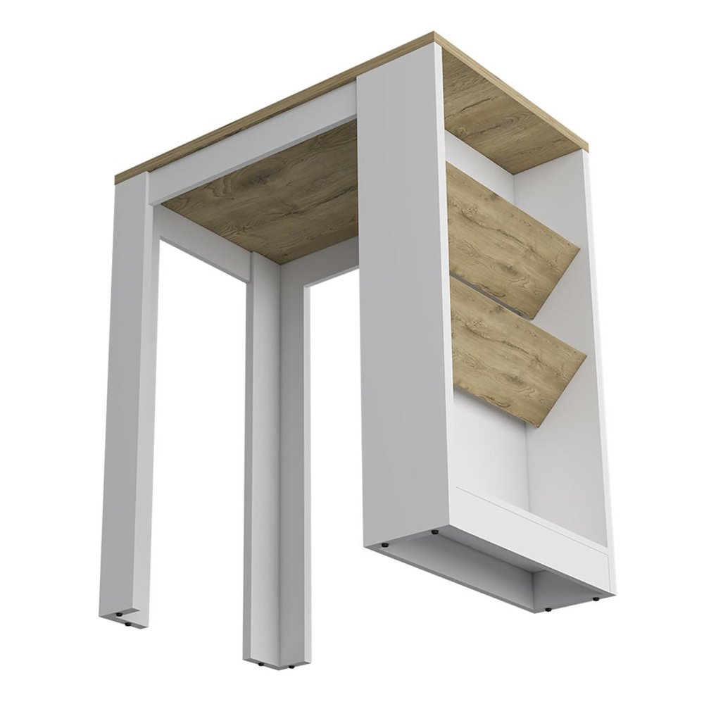 36" Natural and White Wood Kitchen Island With Storage HomeRoots