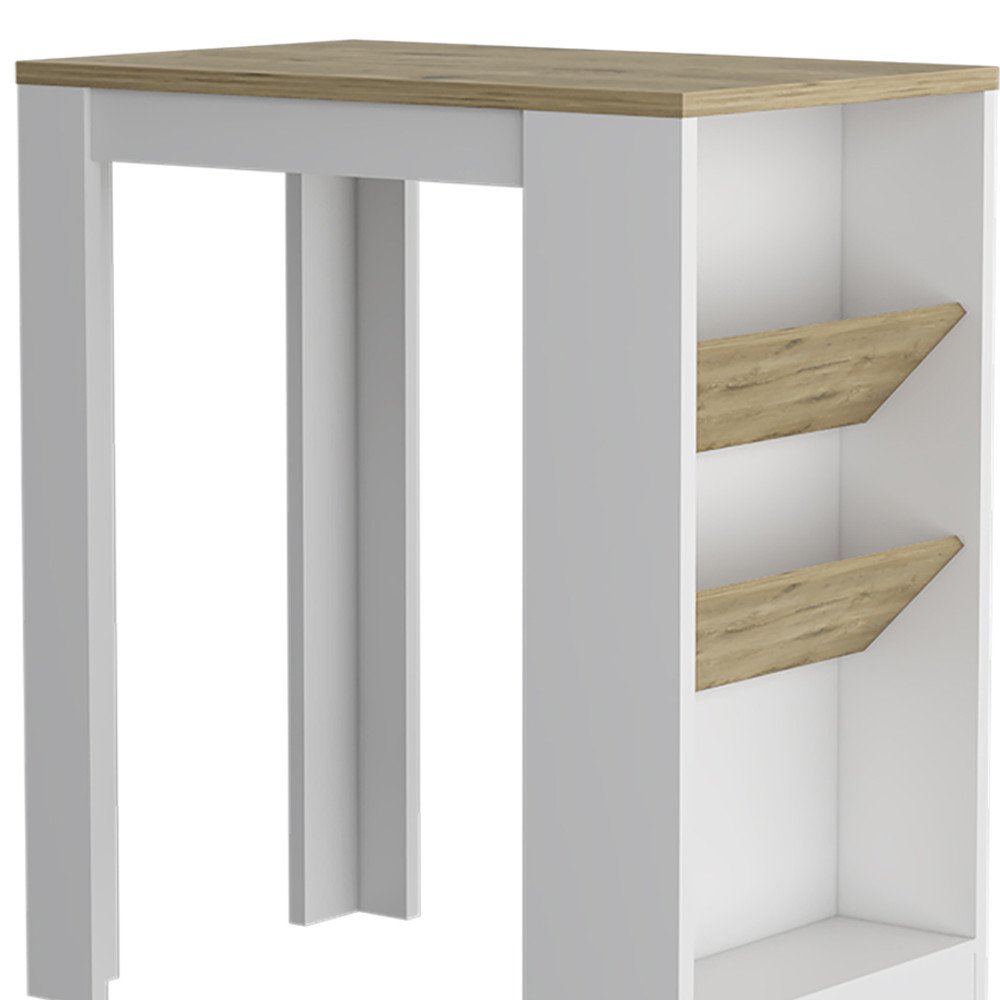 36" Natural and White Wood Kitchen Island With Storage HomeRoots