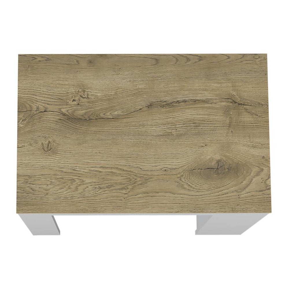 36" Oak and White Wood Kitchen Island With Storage HomeRoots