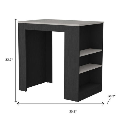 36" Gray and Black Faux Marble and Wood Kitchen Island With Storage HomeRoots