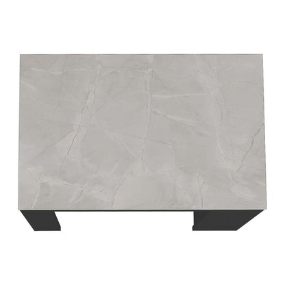 36" Gray and Black Faux Marble and Wood Kitchen Island With Storage HomeRoots
