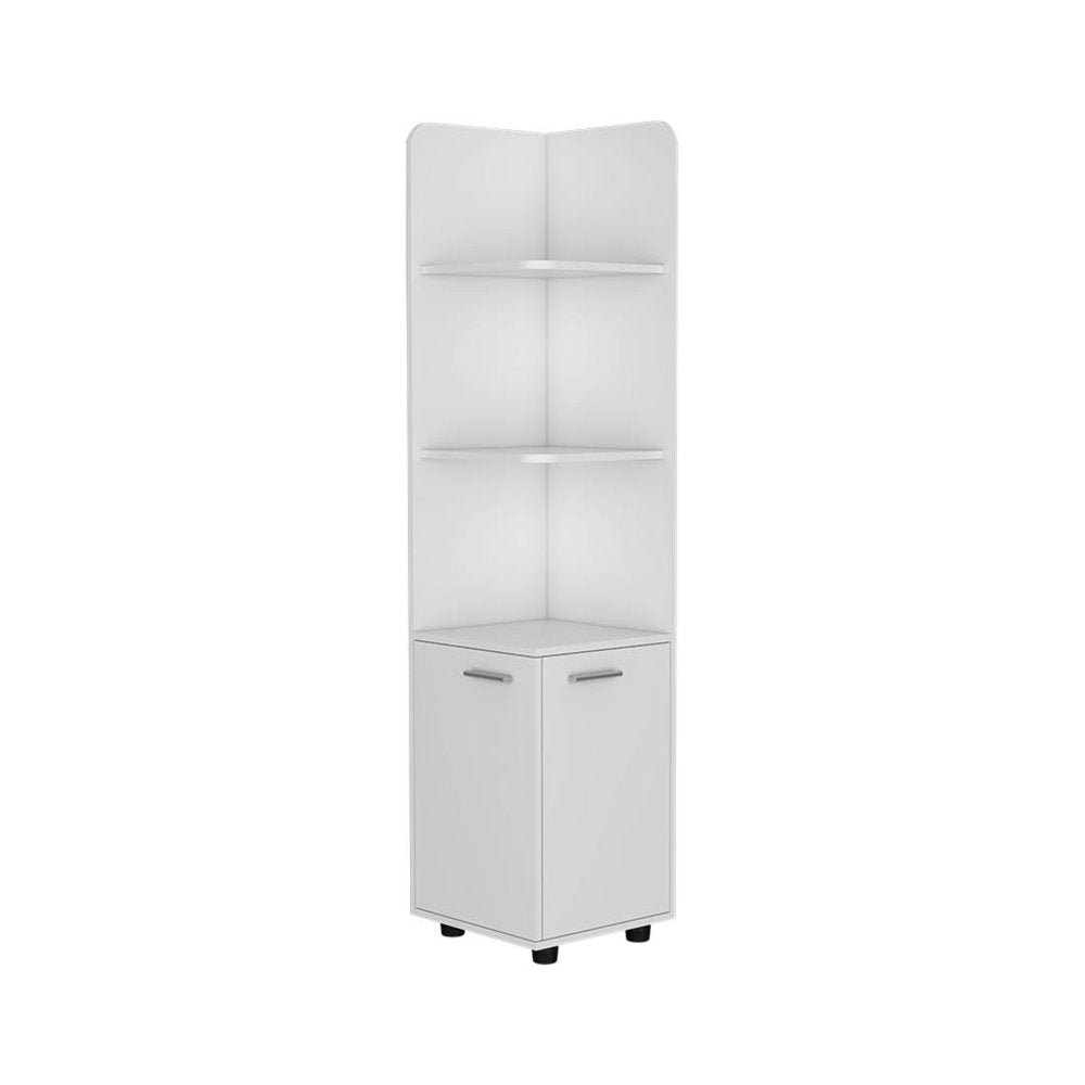 62" White Wood Corner Utility Cabinet With Two Doors HomeRoots
