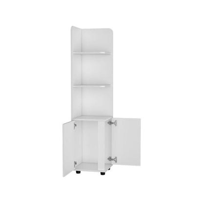 62" White Wood Corner Utility Cabinet With Two Doors HomeRoots