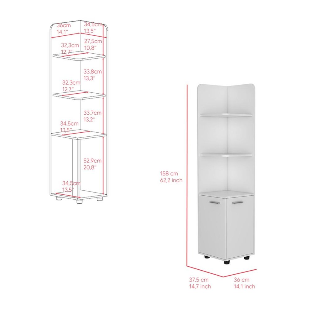 62" White Wood Corner Utility Cabinet With Two Doors HomeRoots