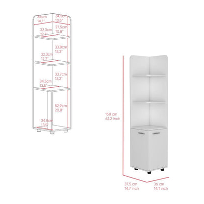 62" White Wood Corner Utility Cabinet With Two Doors HomeRoots