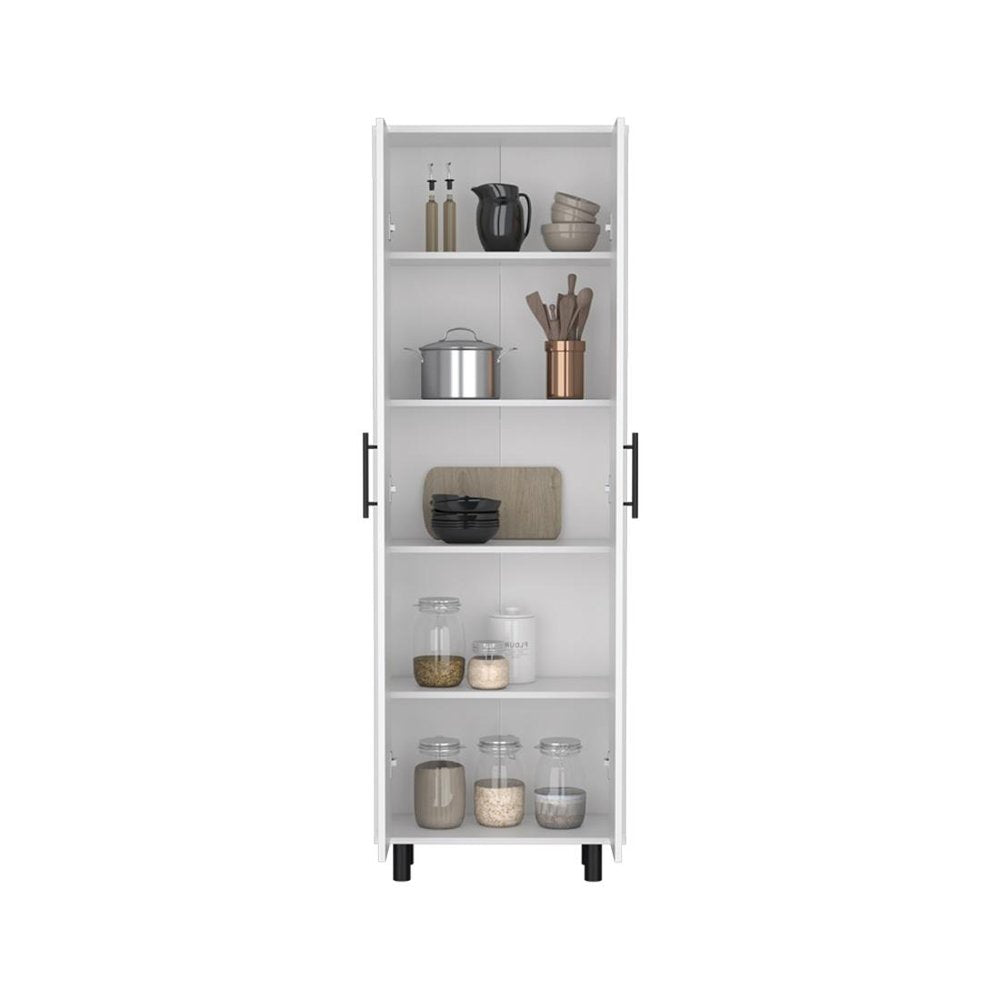 71" White Wood Two Door Pantry Or Storage Closet HomeRoots