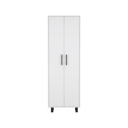 71" White Wood Two Door Pantry Or Storage Closet HomeRoots