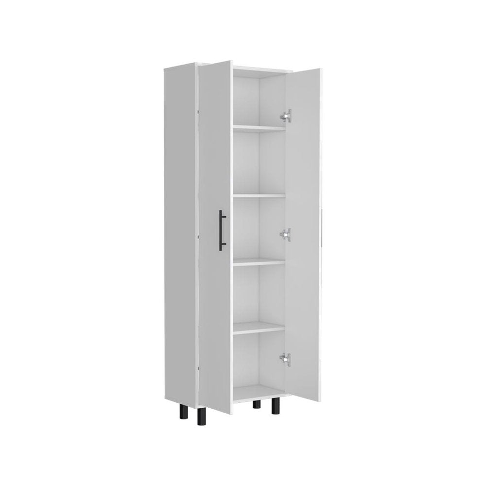 71" White Wood Two Door Pantry Or Storage Closet HomeRoots