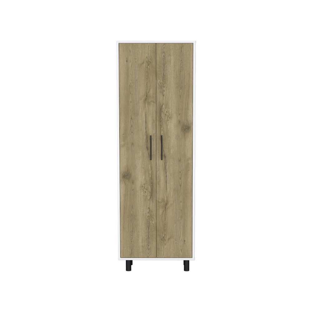 71" Beige Wood Two Door Pantry Or Storage Closet HomeRoots