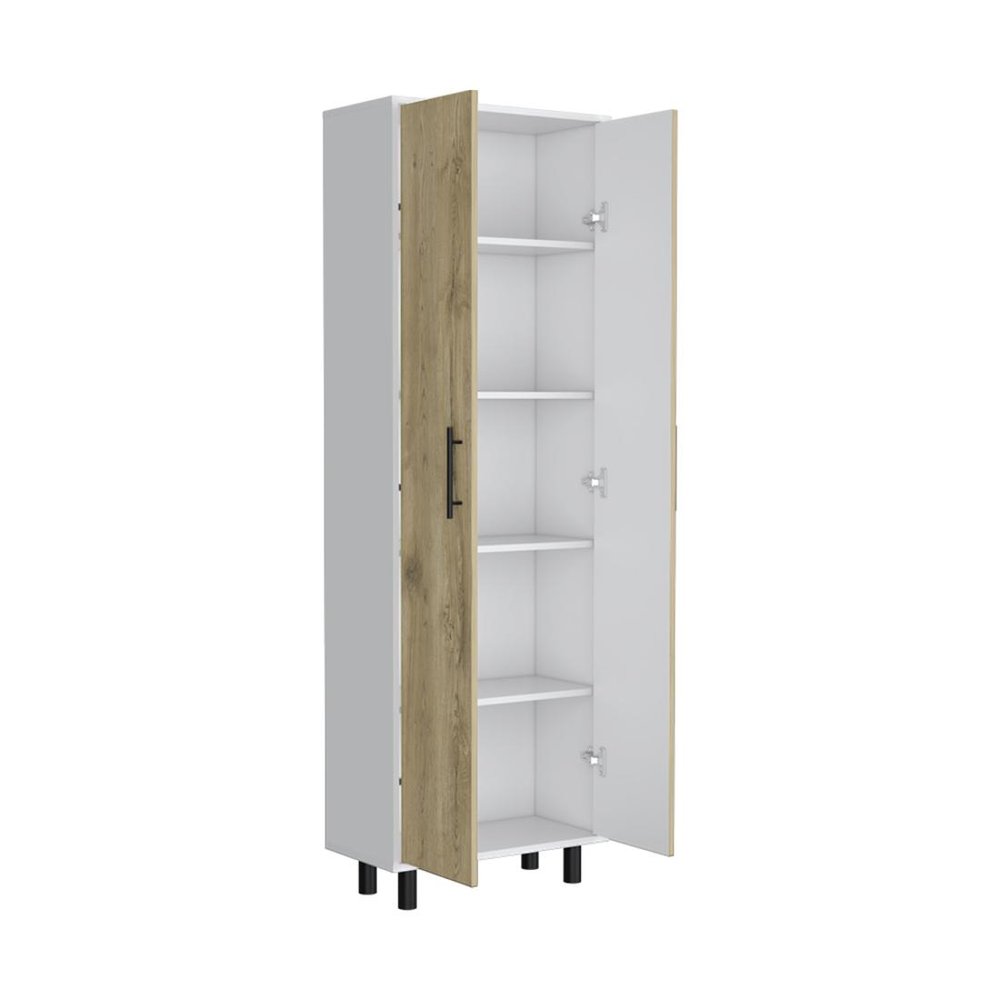 71" Beige Wood Two Door Pantry Or Storage Closet HomeRoots