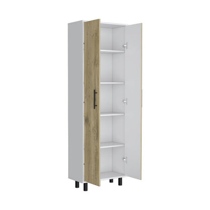 71" Beige Wood Two Door Pantry Or Storage Closet HomeRoots