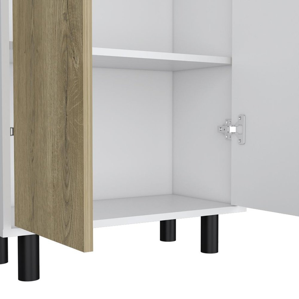 71" Beige Wood Two Door Pantry Or Storage Closet HomeRoots