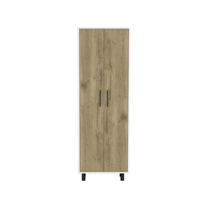 71" Beige Wood Two Door Pantry Or Storage Closet HomeRoots