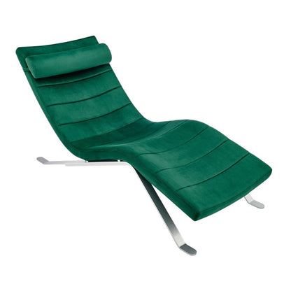 66" Green and Silver Velvet Lounge Chair HomeRoots