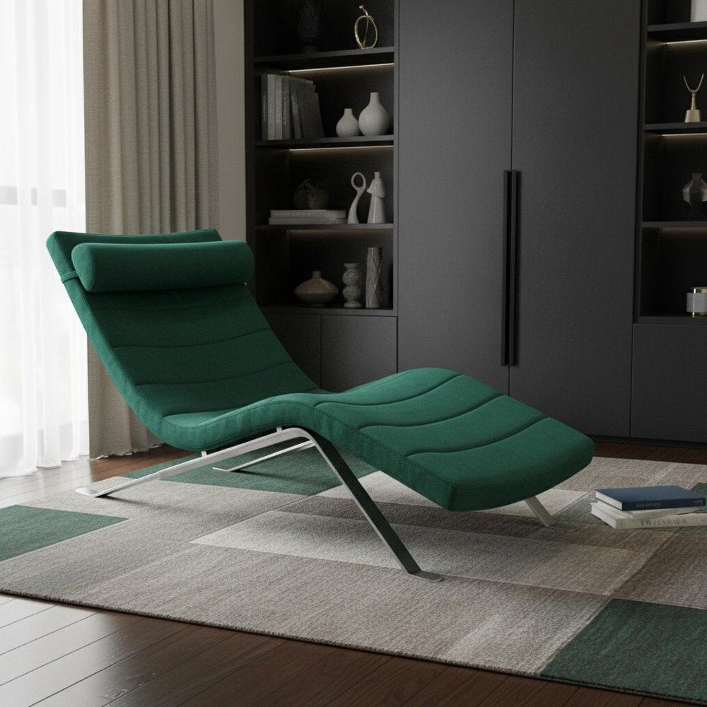 66" Green and Silver Velvet Lounge Chair HomeRoots