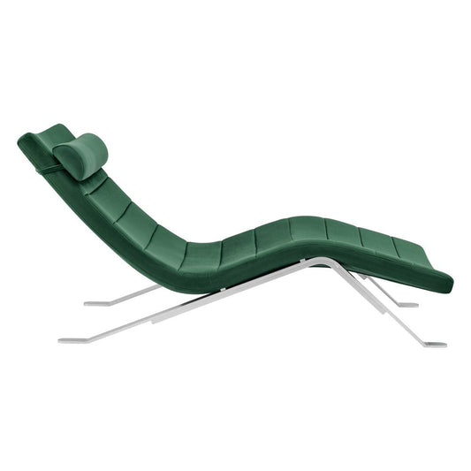 66" Green and Silver Velvet Lounge Chair HomeRoots