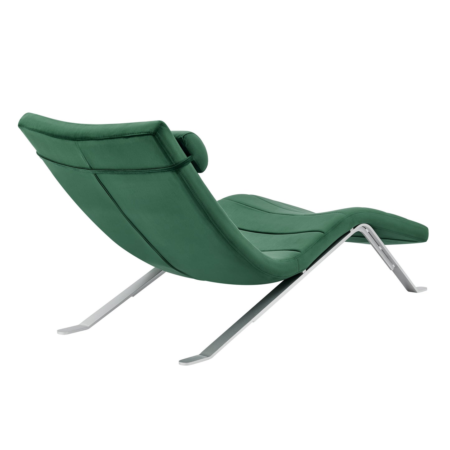 66" Green and Silver Velvet Lounge Chair