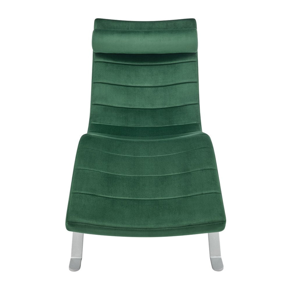 66" Green and Silver Velvet Lounge Chair HomeRoots