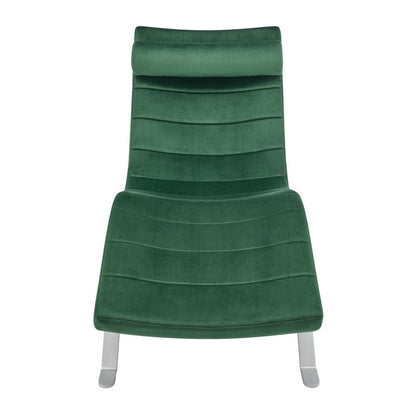 66" Green and Silver Velvet Lounge Chair HomeRoots