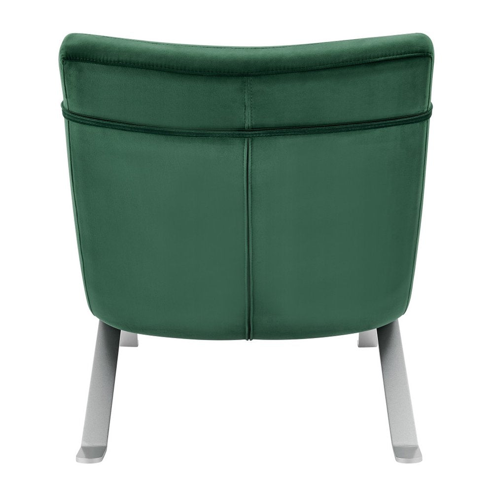 66" Green and Silver Velvet Lounge Chair HomeRoots