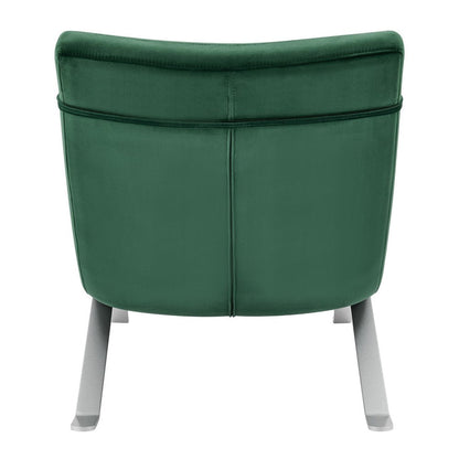 66" Green and Silver Velvet Lounge Chair HomeRoots