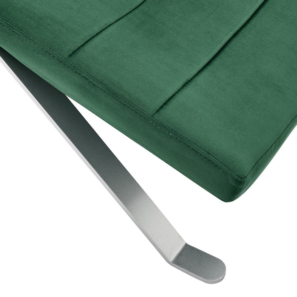 66" Green and Silver Velvet Lounge Chair HomeRoots