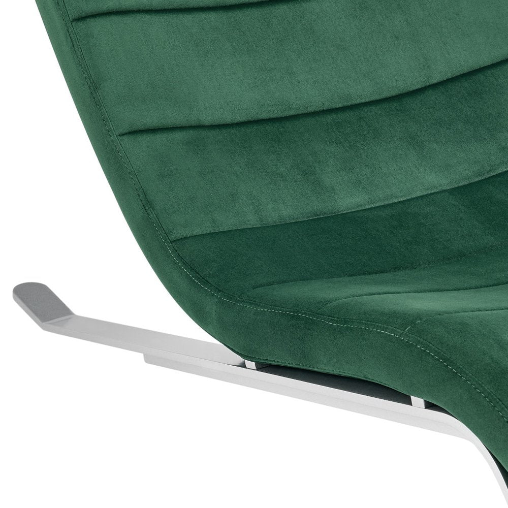 66" Green and Silver Velvet Lounge Chair HomeRoots