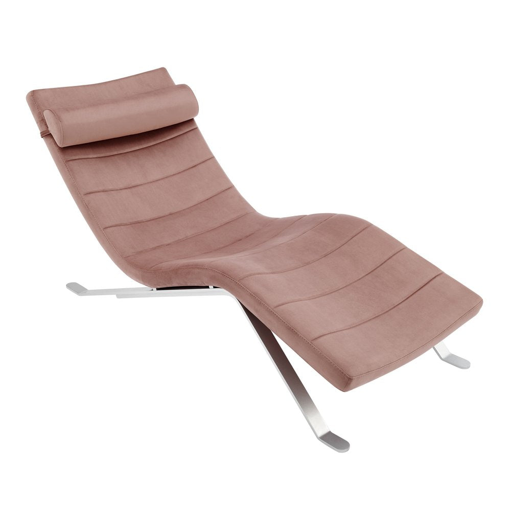 66" Rose and Silver Velvet Lounge Chair HomeRoots