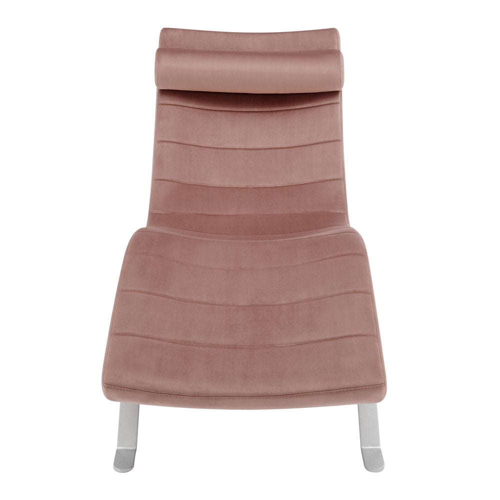 66" Rose and Silver Velvet Lounge Chair HomeRoots
