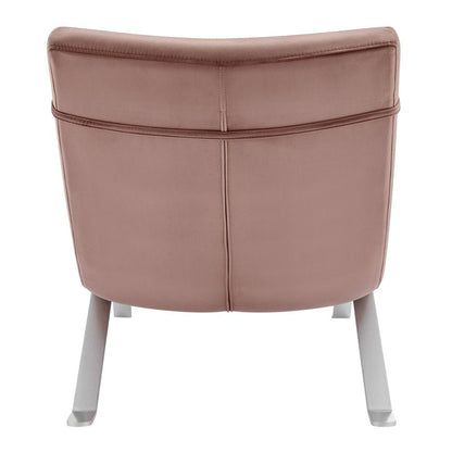 66" Rose and Silver Velvet Lounge Chair HomeRoots