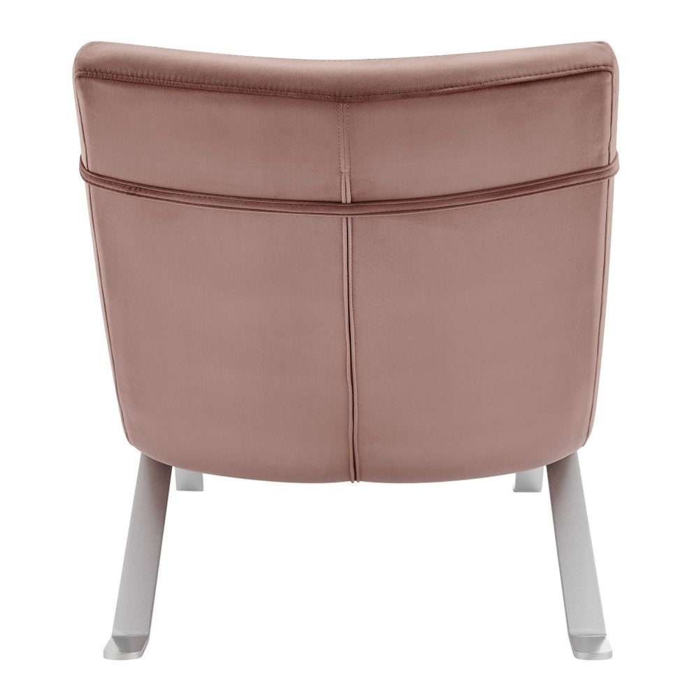 66" Rose and Silver Velvet Lounge Chair HomeRoots