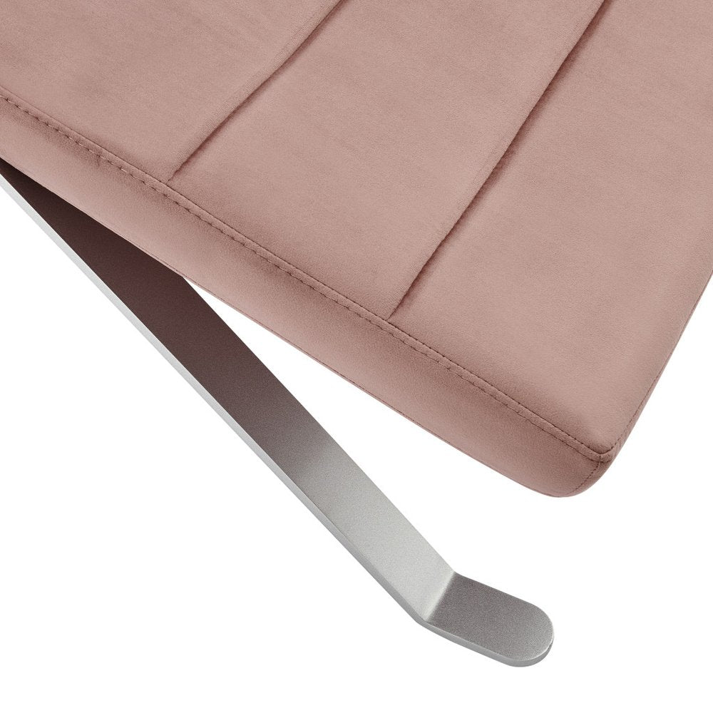 66" Rose and Silver Velvet Lounge Chair HomeRoots