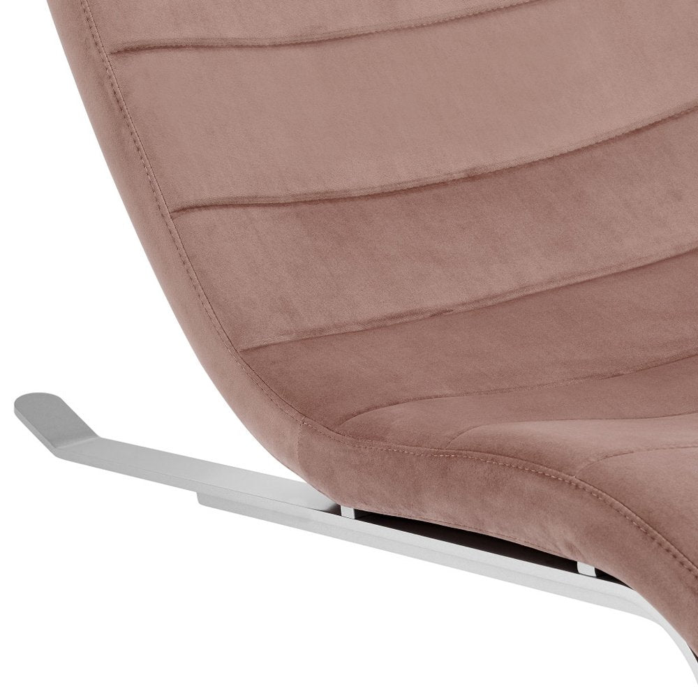 66" Rose and Silver Velvet Lounge Chair HomeRoots