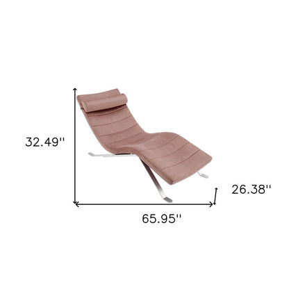 66" Rose and Silver Velvet Lounge Chair HomeRoots