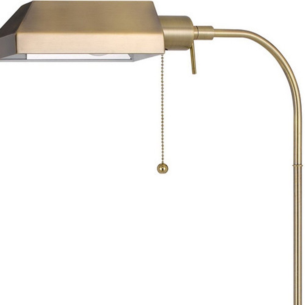 57" Brass Adjustable Traditional Shaped Floor Lamp With Bronze Square Shade — view 3