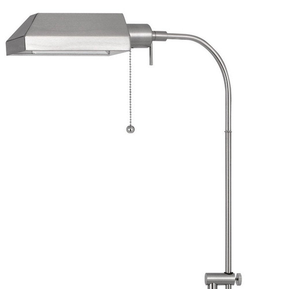 57" Nickel Adjustable Traditional Shaped Floor Lamp With Nickel Square Shade HomeRoots