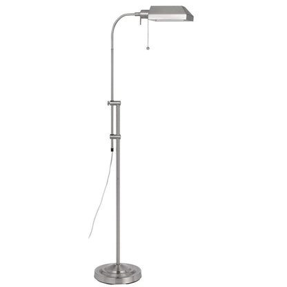 57" Nickel Adjustable Traditional Shaped Floor Lamp With Nickel Square Shade HomeRoots