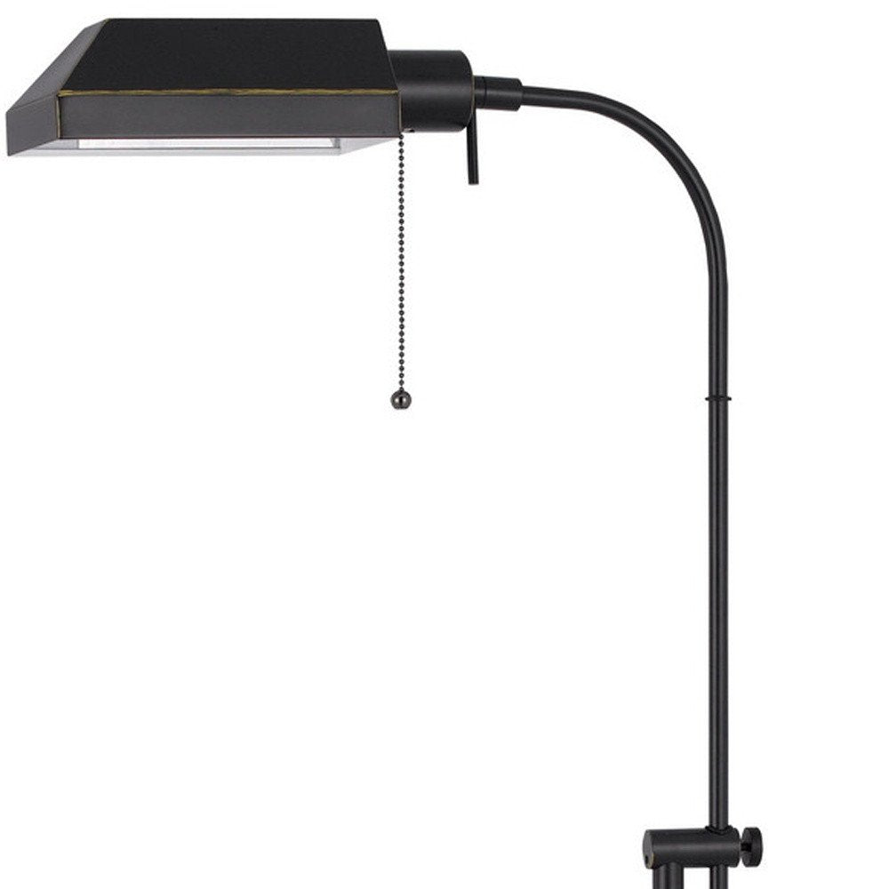 57" Bronze Metal Adjustable Floor Lamp With Bronze Metal Square Shade HomeRoots