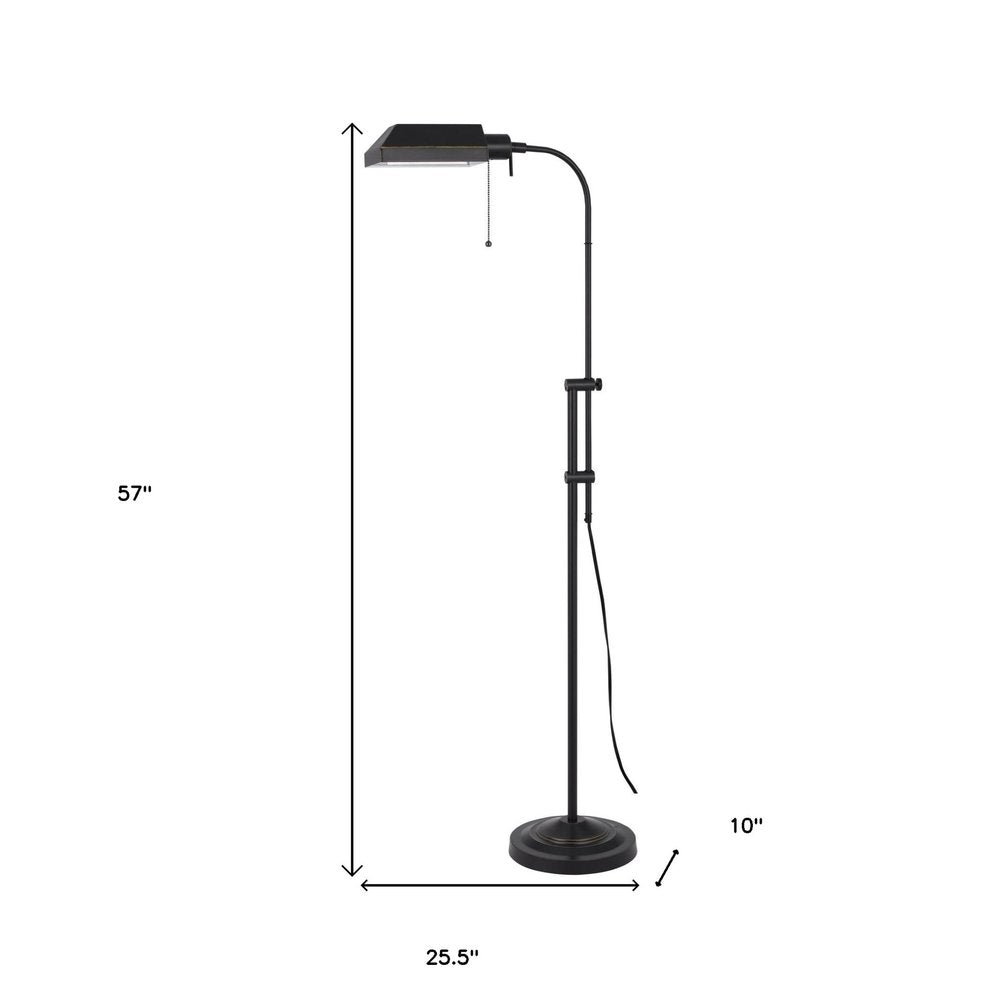 57" Bronze Metal Adjustable Floor Lamp With Bronze Metal Square Shade HomeRoots