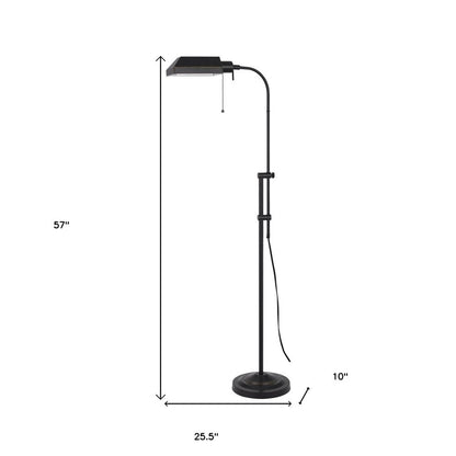 57" Bronze Metal Adjustable Floor Lamp With Bronze Metal Square Shade HomeRoots