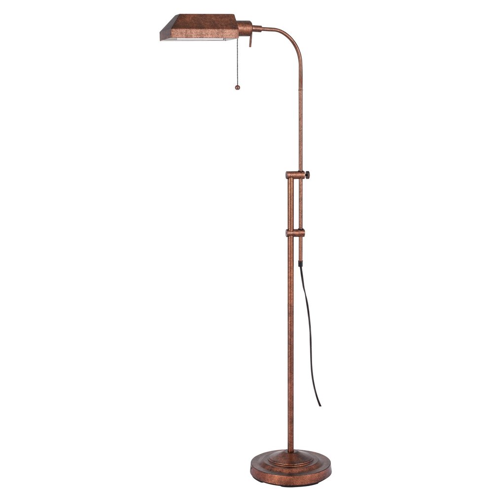 57" Rusted Adjustable Traditional Shaped Floor Lamp With Rust Square Shade — view 1