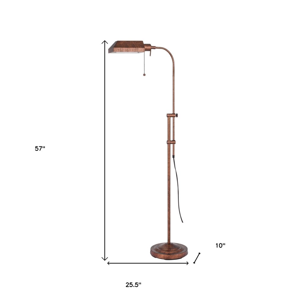 57" Rusted Adjustable Traditional Shaped Floor Lamp With Rust Square Shade — view 5