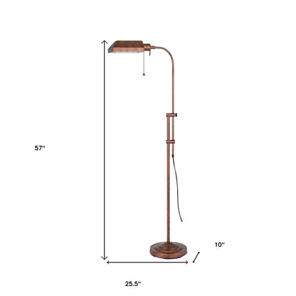 57" Rusted Adjustable Traditional Shaped Floor Lamp With Rust Square Shade HomeRoots