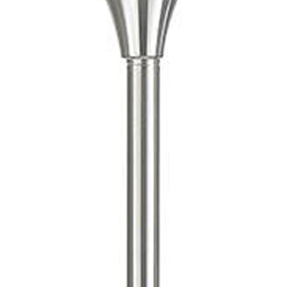 70" Nickel Metal Torchiere Floor Lamp With White Glass Dome Shade — view 2