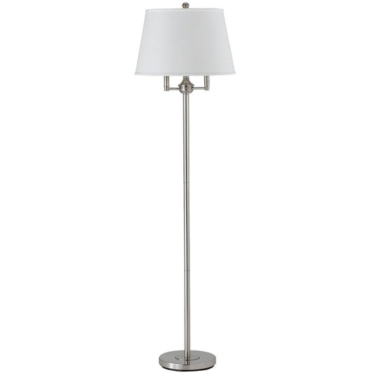 62" Nickel Four Light Traditional Shaped Floor Lamp With White Square Shade HomeRoots