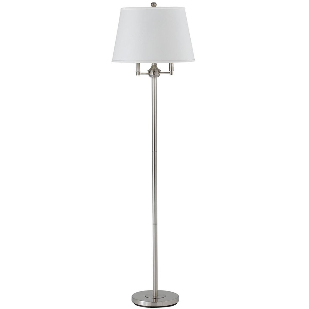 62" Nickel Four Light Traditional Shaped Floor Lamp With White Square Shade HomeRoots